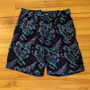 Vintage Men's/unisex bermuda shorts plaid and batik print size 30